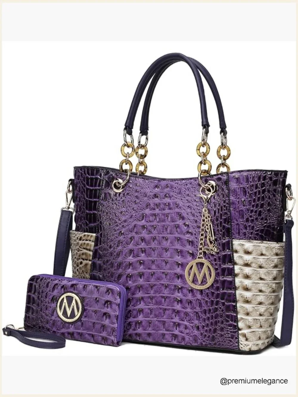 Tote Handbag Set with Wallet Vegan Leather Purse Large Shopper Bag